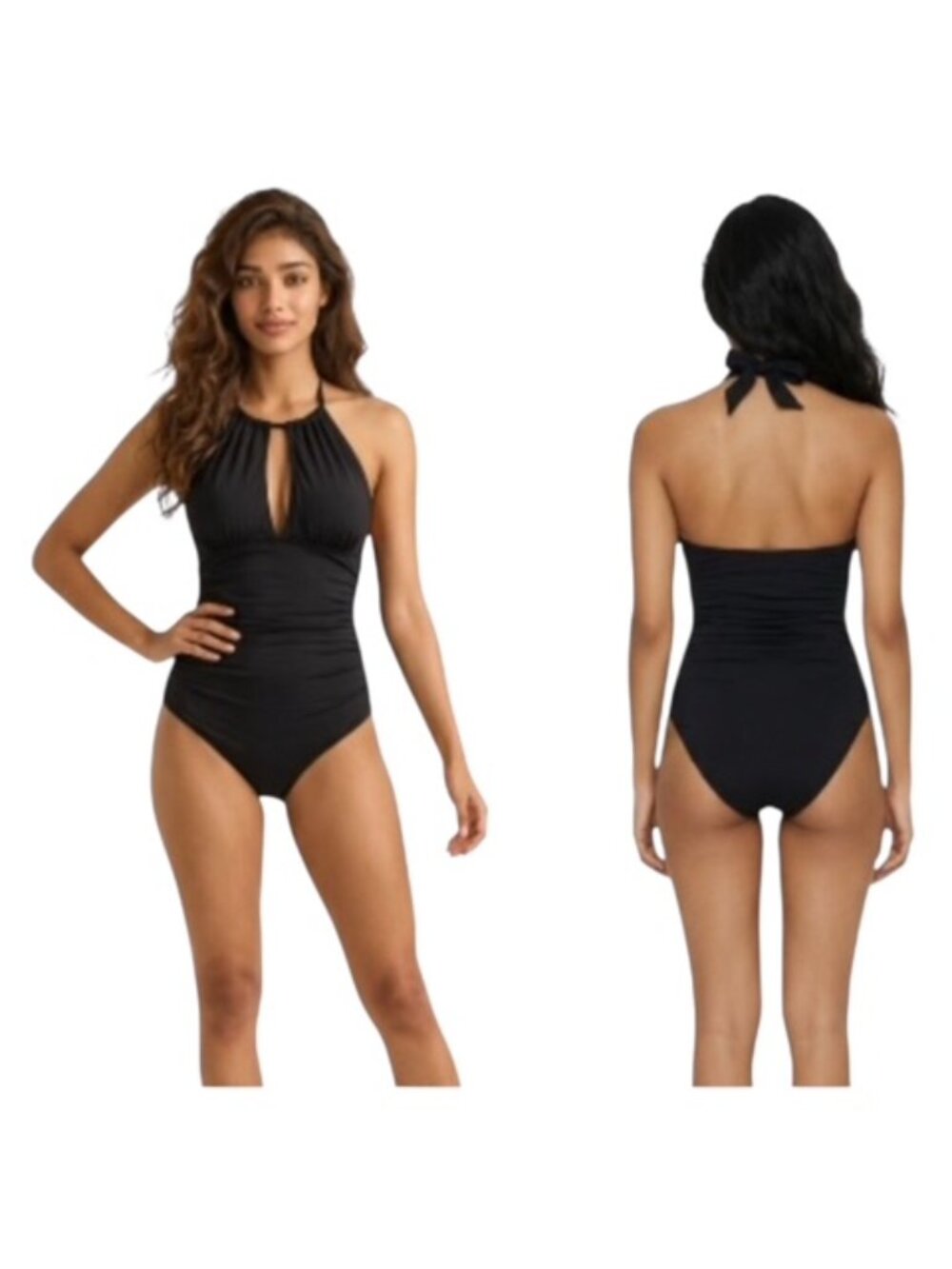 Cupshe Small Black Halter Chest Cutout Backless Bathing Suit